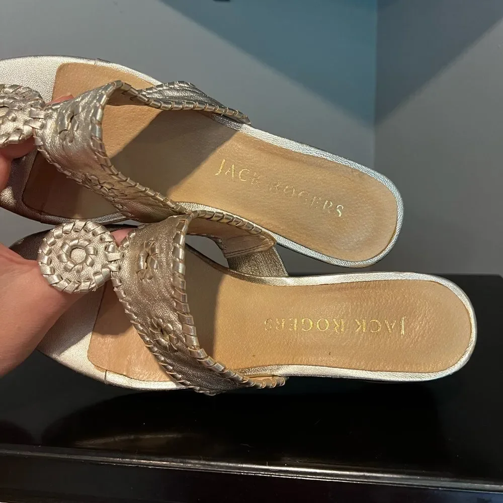 Jack Rogers Stacked Mid Wedge Platinum Platforms